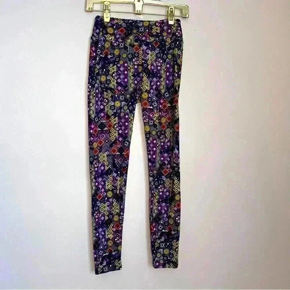 LuLaRoe Leggings OS, Colorful Geometric Pattern, Fits a small, EUC